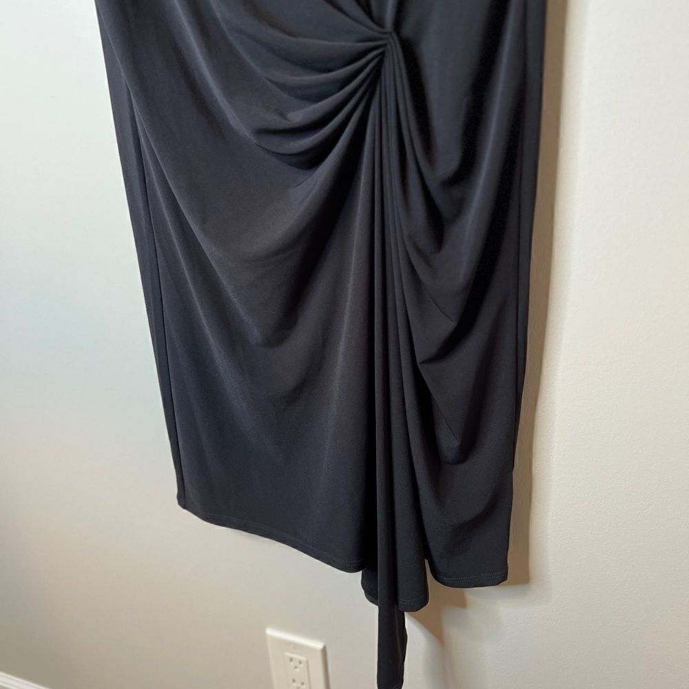 Kenneth Cole Reaction‎ Black Short Sleeve Ruched Asymmetrical Dress Size Medium - Picture 6 of 10